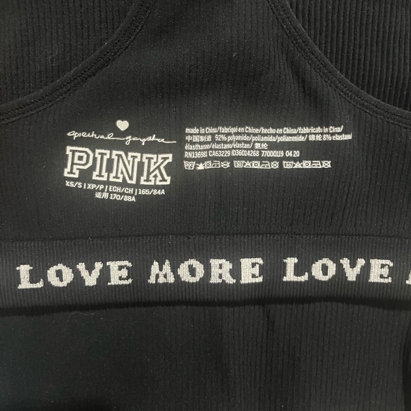 🤍 PINK Victoria's Secret Black Ribbed Crop Top - Picture 4 of 5